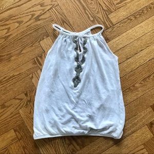 INC International Concepts White Tank Top  with Silver Beading size S